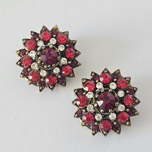 Elegant Red and Gold Floral Earrings